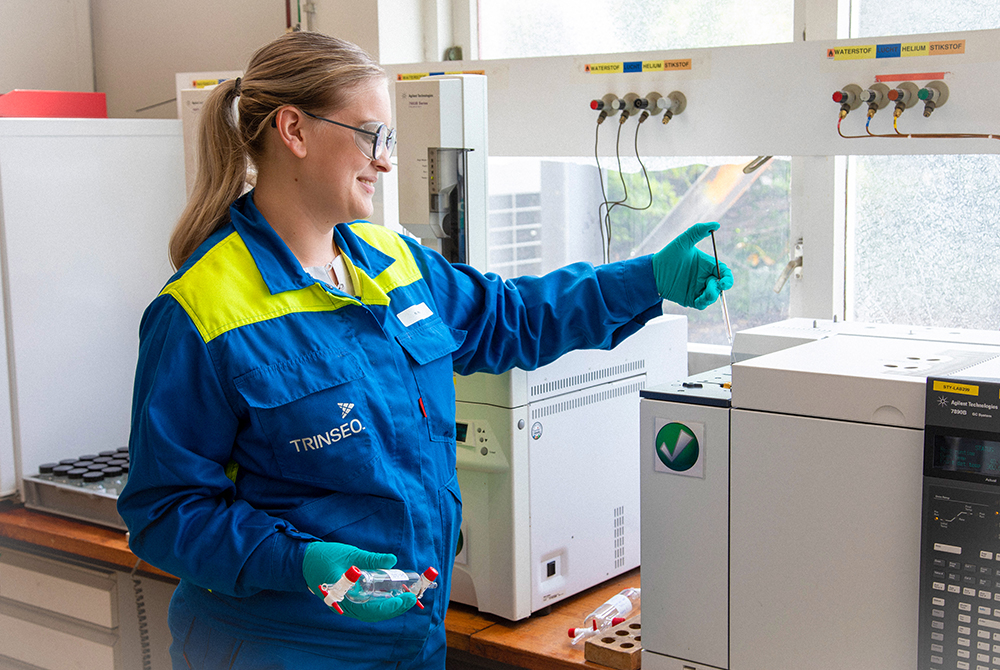 A woman working in a lab